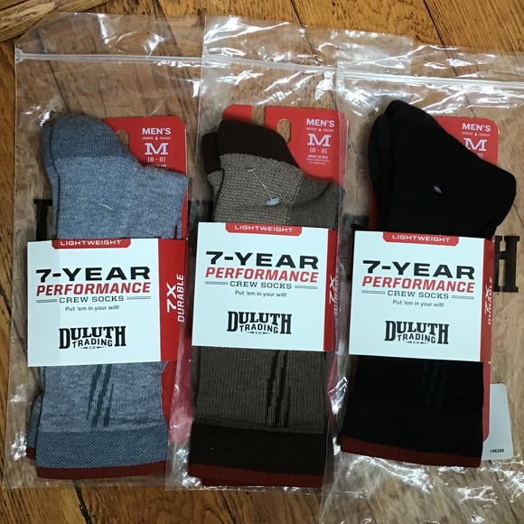 Duluth Men's 7-Year Lightweight Performance Crew Socks Gray Brown Black Medium - Picture 6 of 16